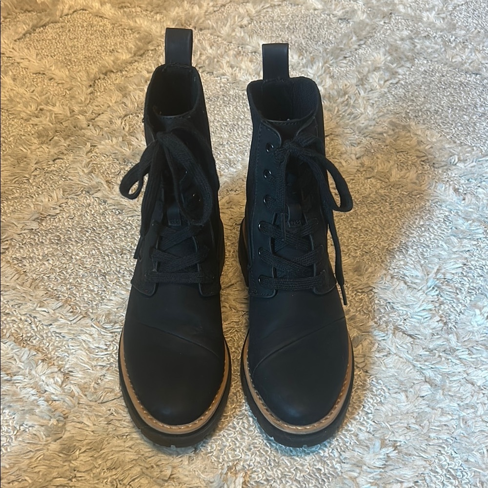 Worn Once TOMS Black Lace Up Boot. Size 6.